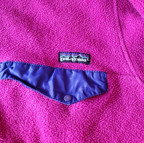 Patagonia Vintage 90s Patagonia Snap Fleece Sweater Med Pink - Picture 5 of 6